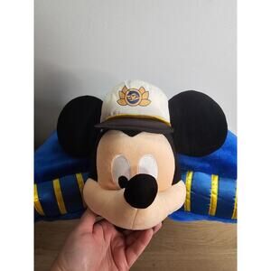 Disney Cruise Line Captain Mickey Mouse Pillow Pal Plush Blue and White CLEAN